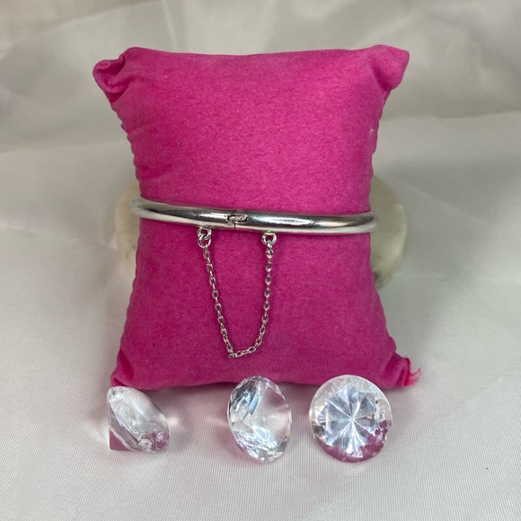 925 STERLING SILVER VINTAGE smooth shiny bangle bracelet - Picture 3 of 8